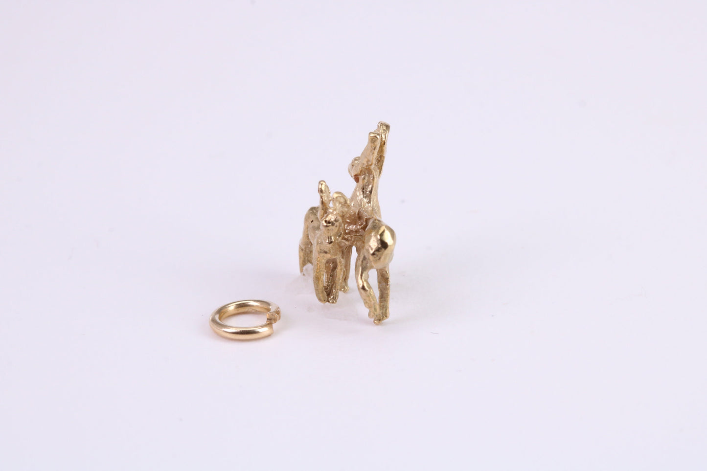 Deer and Fawn Charm, Traditional Charm, Made from Solid Yellow Gold, British Hallmarked, Complete with Attachment Link