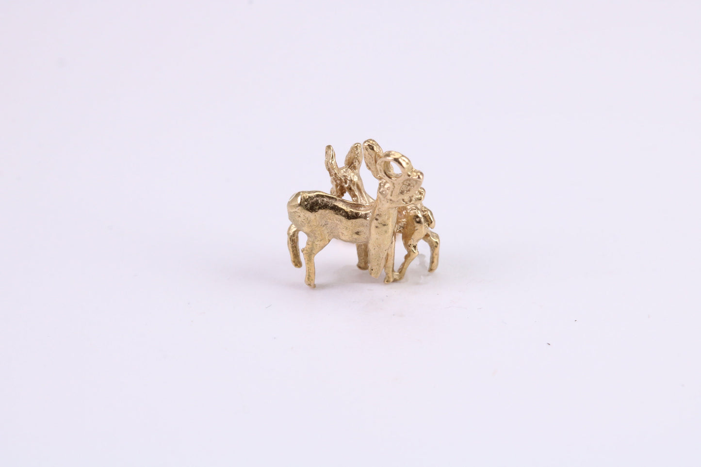 Deer and Fawn Charm, Traditional Charm, Made from Solid Yellow Gold, British Hallmarked, Complete with Attachment Link