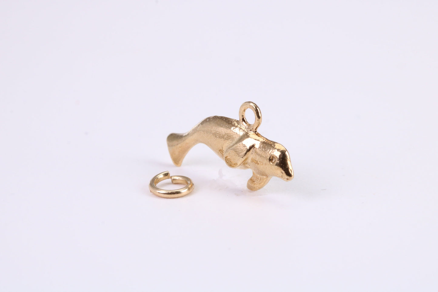 Manatee Charm, Traditional Charm, Made from Solid Yellow Gold, British Hallmarked, Complete with Attachment Link