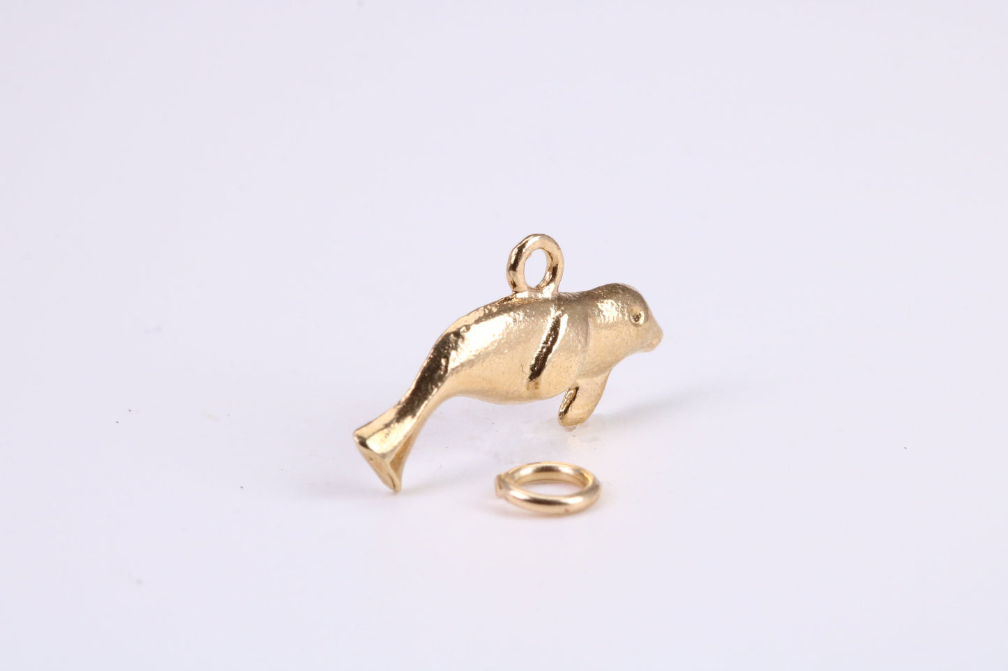 Manatee Charm, Traditional Charm, Made from Solid Yellow Gold, British Hallmarked, Complete with Attachment Link