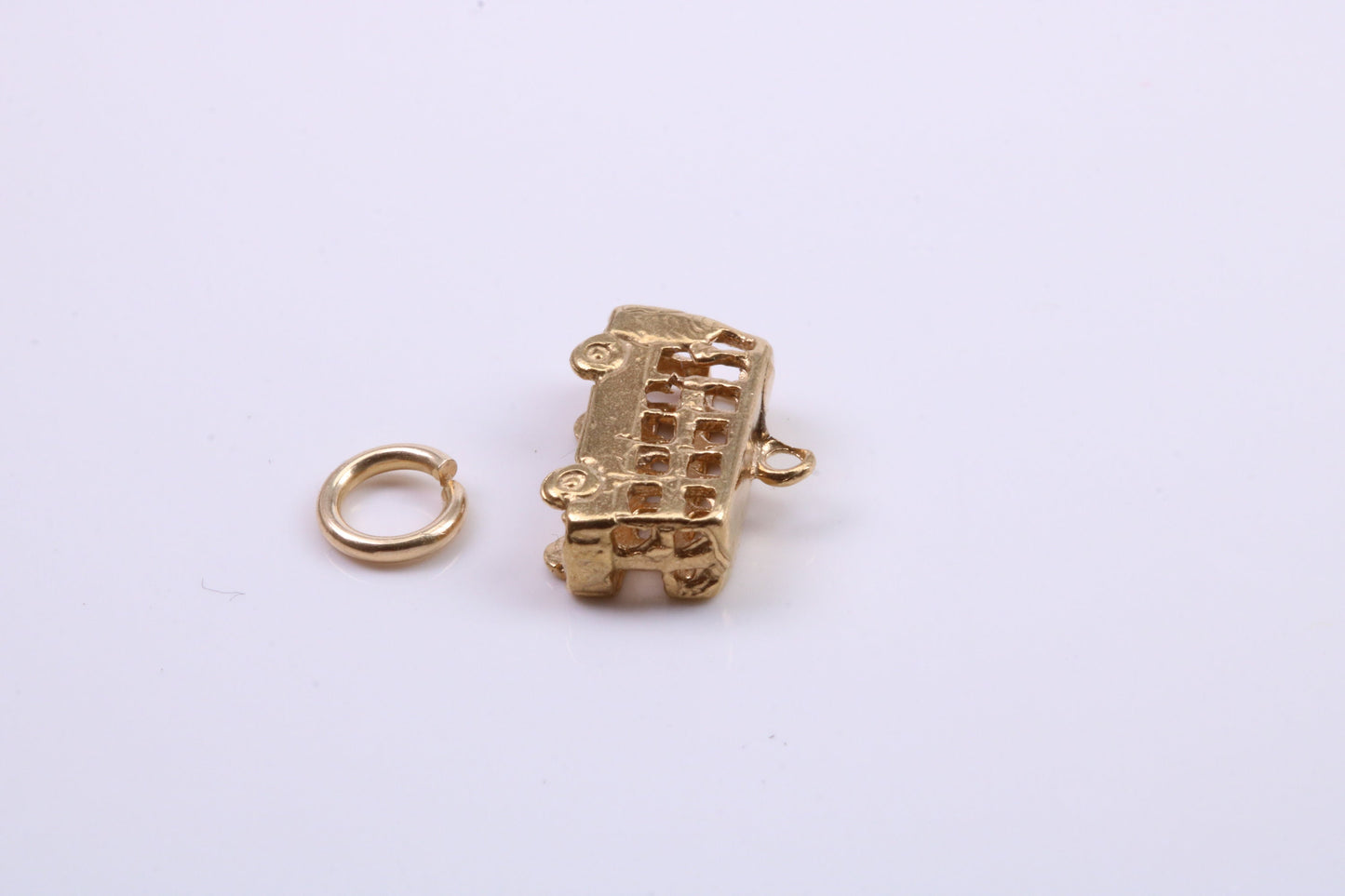 London Bus Charm, Traditional Charm, Made from Solid Yellow Gold, British Hallmarked, Complete with Attachment Link