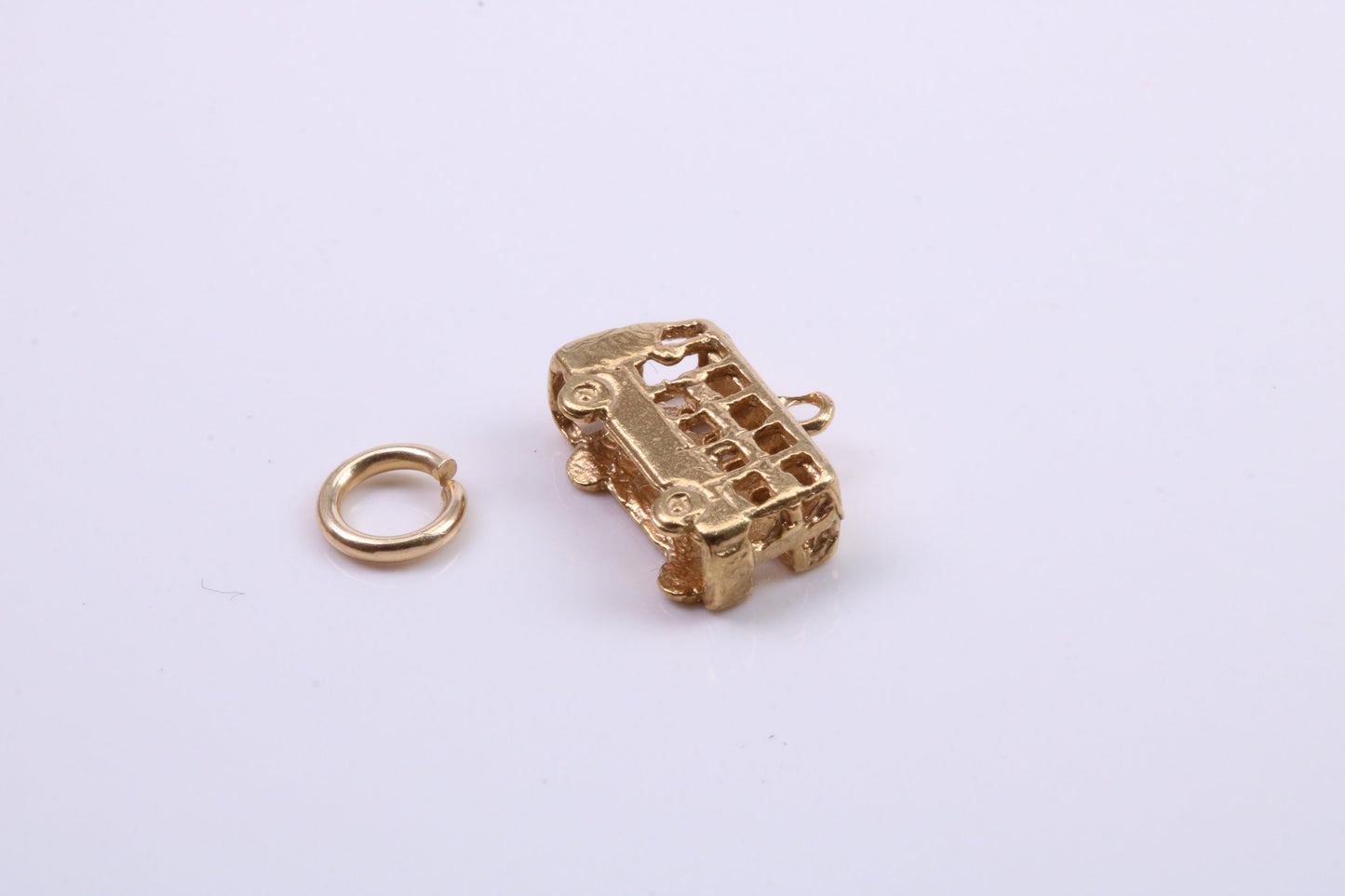 London Bus Charm, Traditional Charm, Made from Solid Yellow Gold, British Hallmarked, Complete with Attachment Link