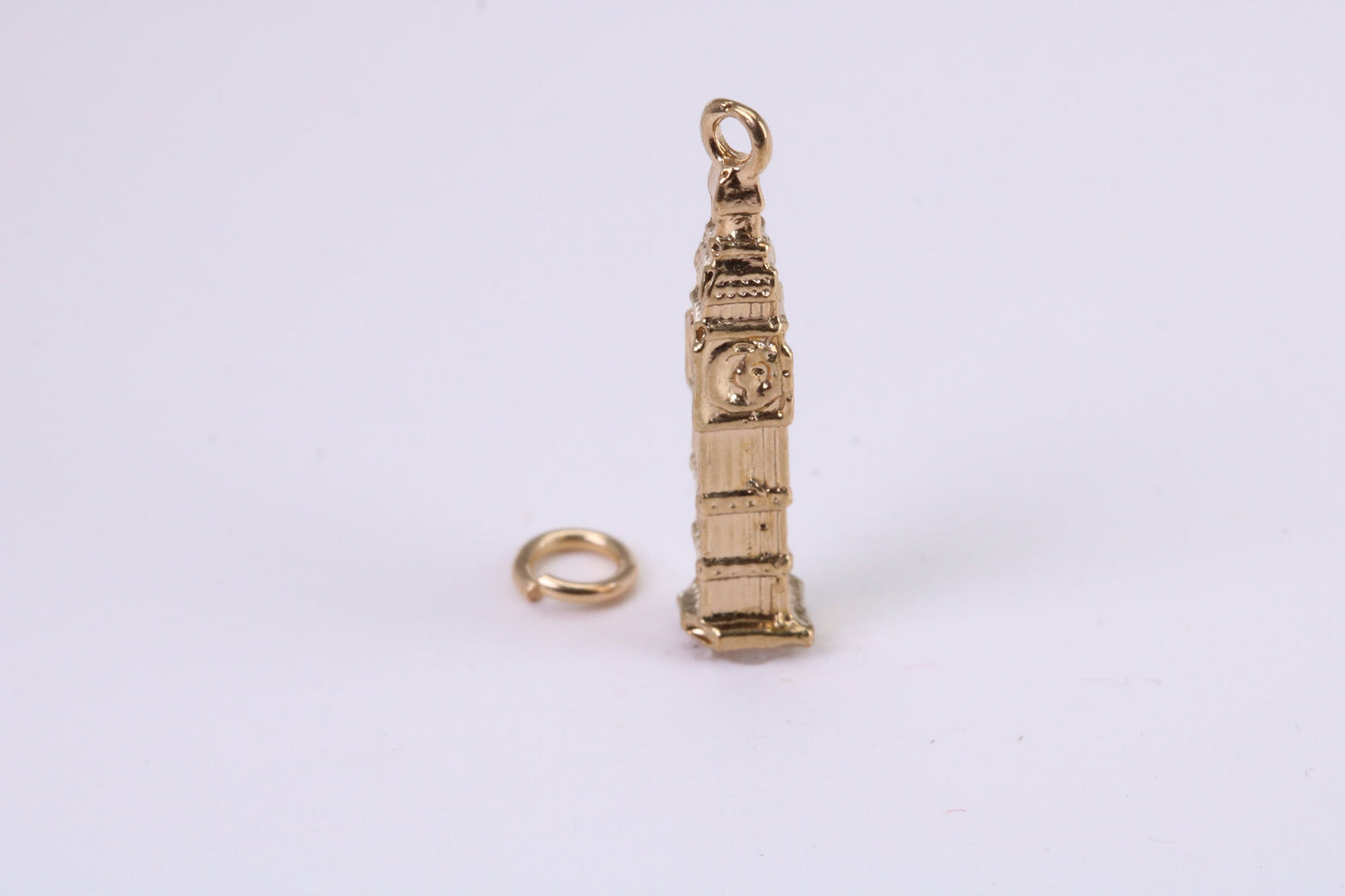 Iconic London Big Ben Charm, Traditional Charm, Made from Solid Yellow Gold, British Hallmarked, Complete with Attachment Link