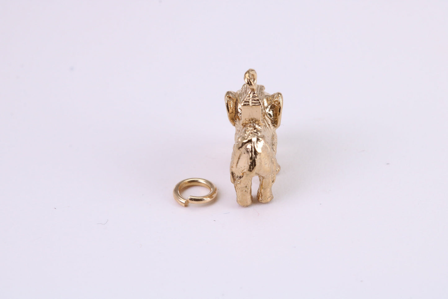 Indian Elephant Charm, Traditional Charm, Made from Solid Yellow Gold, British Hallmarked, Complete with Attachment Link
