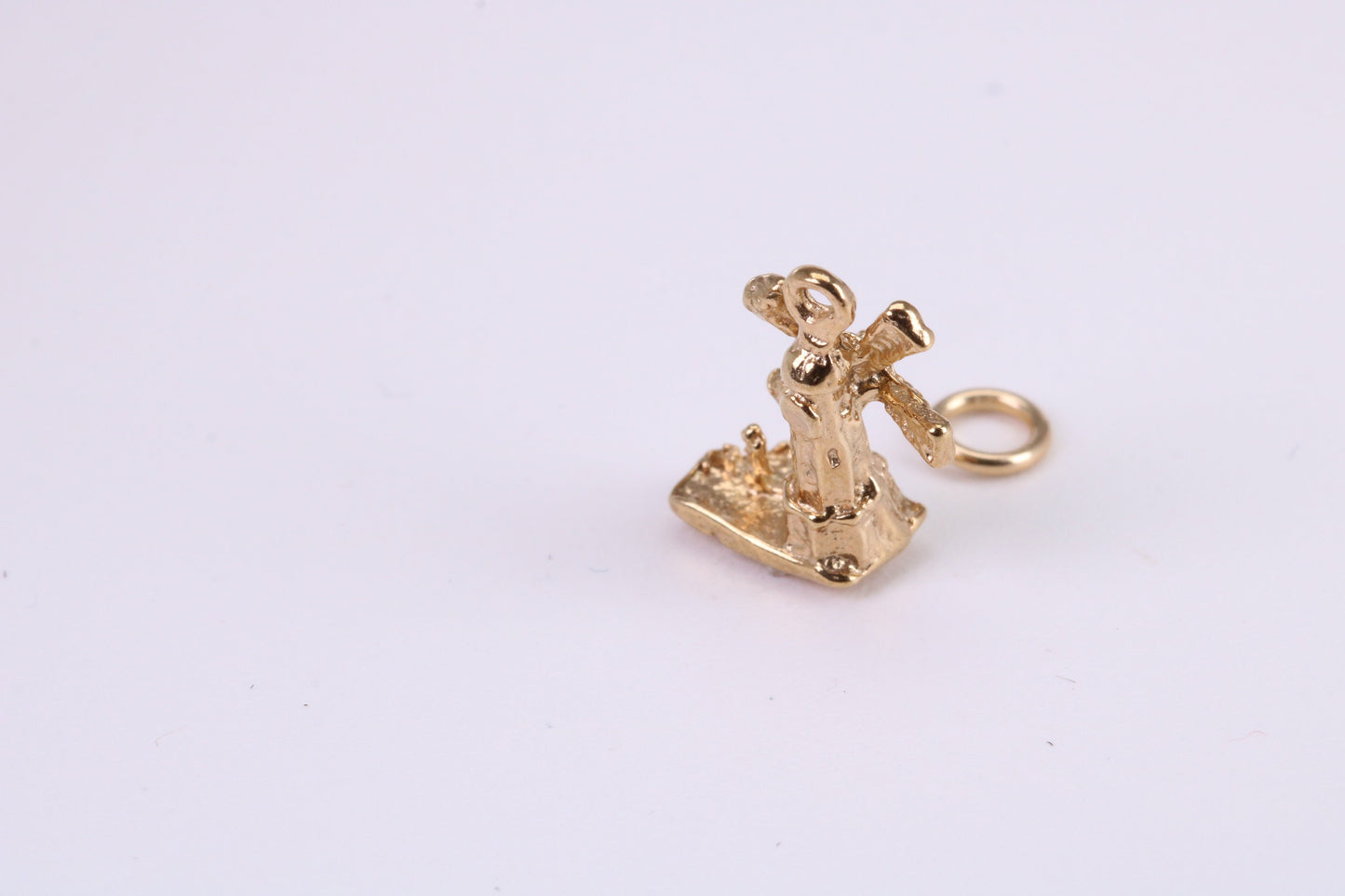 Windmill Charm, Traditional Charm, Made from Solid Yellow Gold, British Hallmarked, Complete with Attachment Link