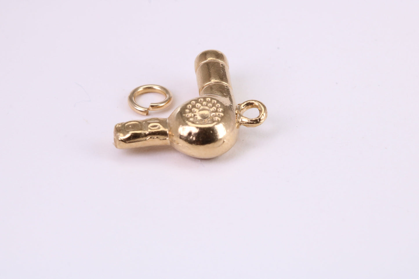 Hair Dryer Charm, Traditional Charm, Made from Solid Yellow Gold, British Hallmarked, Complete with Attachment Link