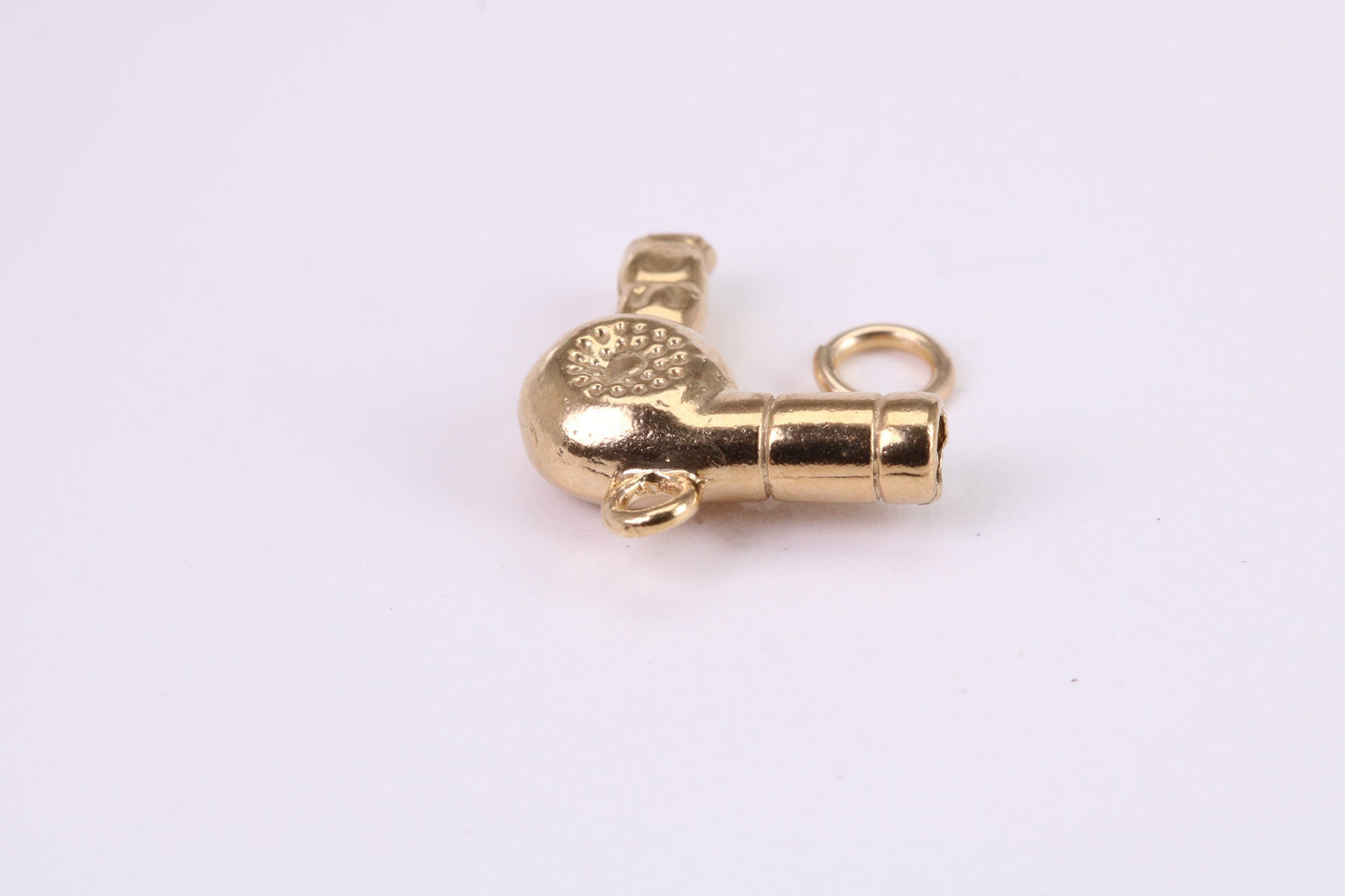 Hair Dryer Charm, Traditional Charm, Made from Solid Yellow Gold, British Hallmarked, Complete with Attachment Link