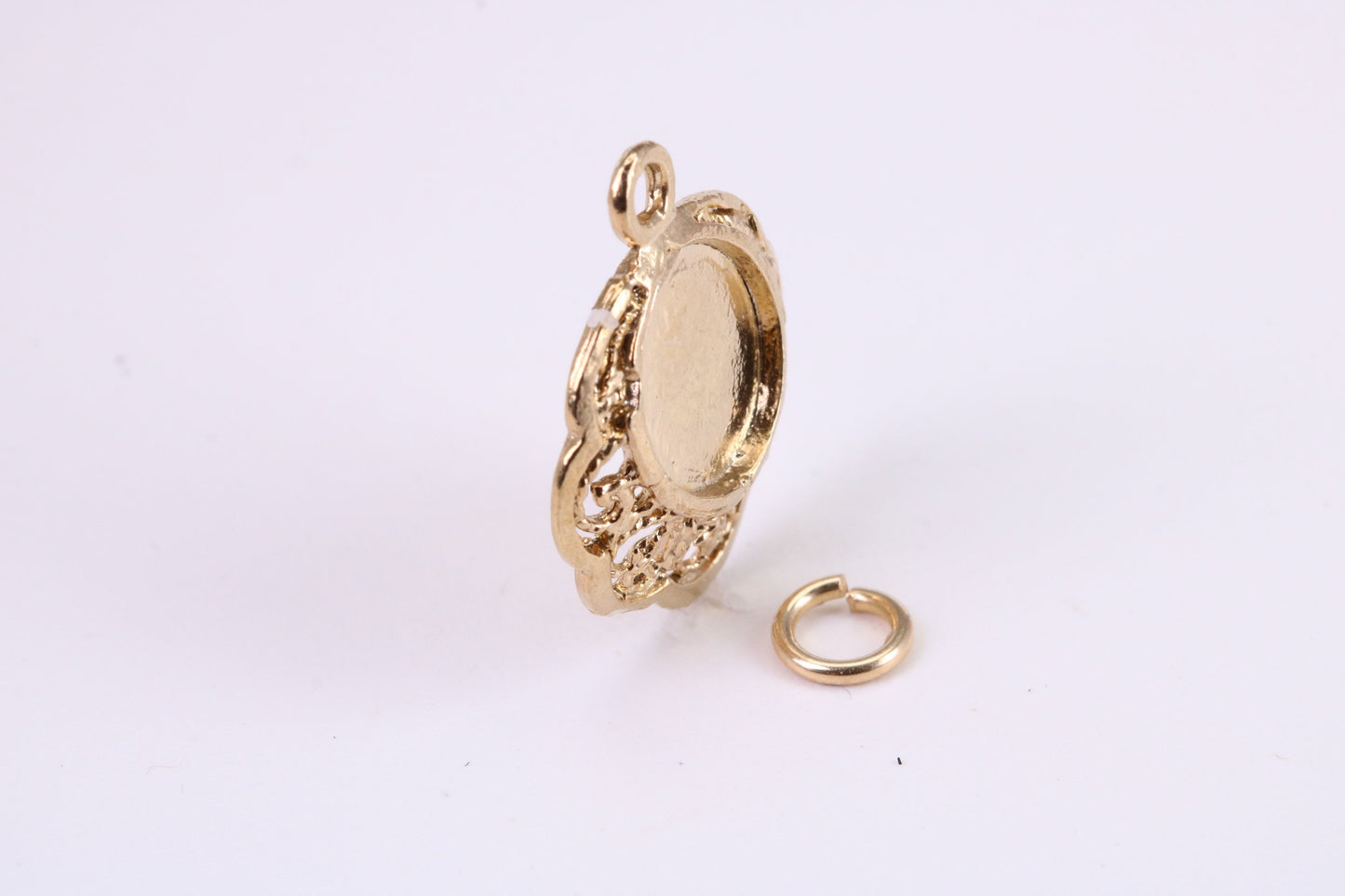 Vintage Mirror Charm, Traditional Charm, Made from Solid Yellow Gold, British Hallmarked, Complete with Attachment Link