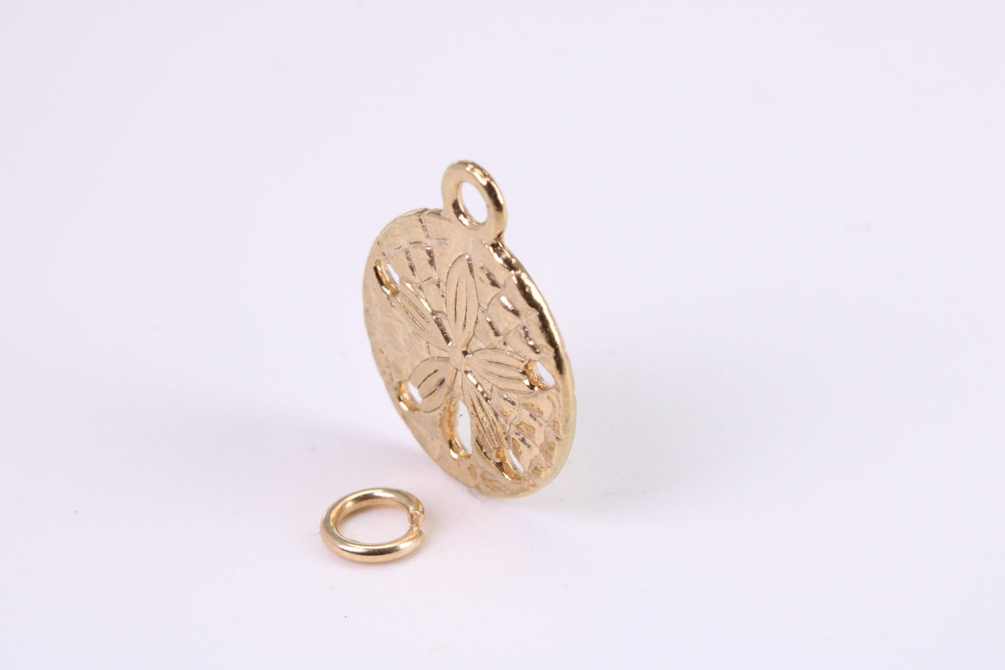 Flower Fossil Charm, Traditional Charm, Made from Solid Yellow Gold, British Hallmarked, Complete with Attachment Link