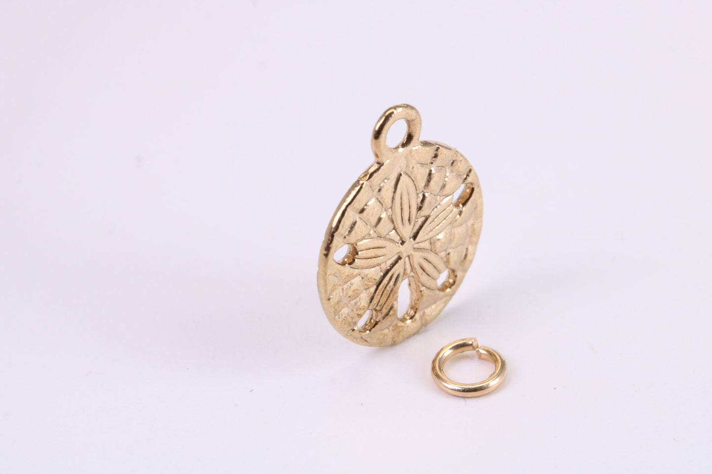 Flower Fossil Charm, Traditional Charm, Made from Solid Yellow Gold, British Hallmarked, Complete with Attachment Link