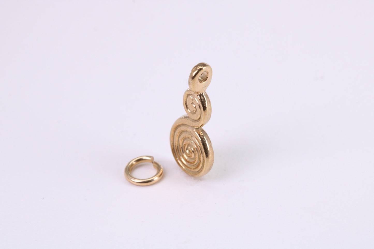 Spiral of Life Charm, Traditional Charm, Made from Solid Yellow Gold, British Hallmarked, Complete with Attachment Link