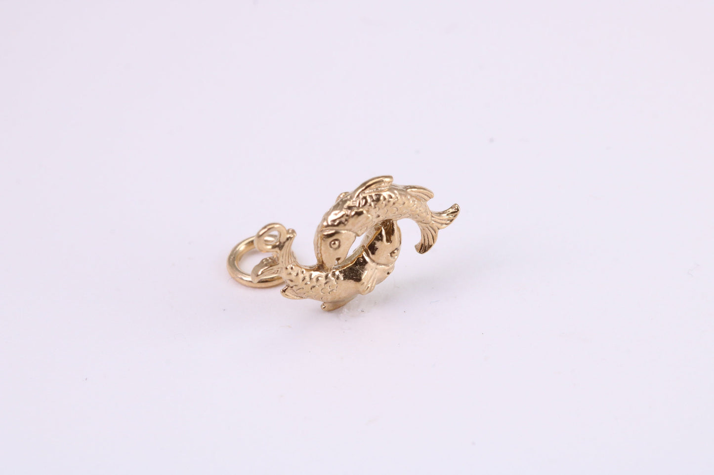 Salmon Fish Charm, Traditional Charm, Made from Solid Yellow Gold, British Hallmarked, Complete with Attachment Link