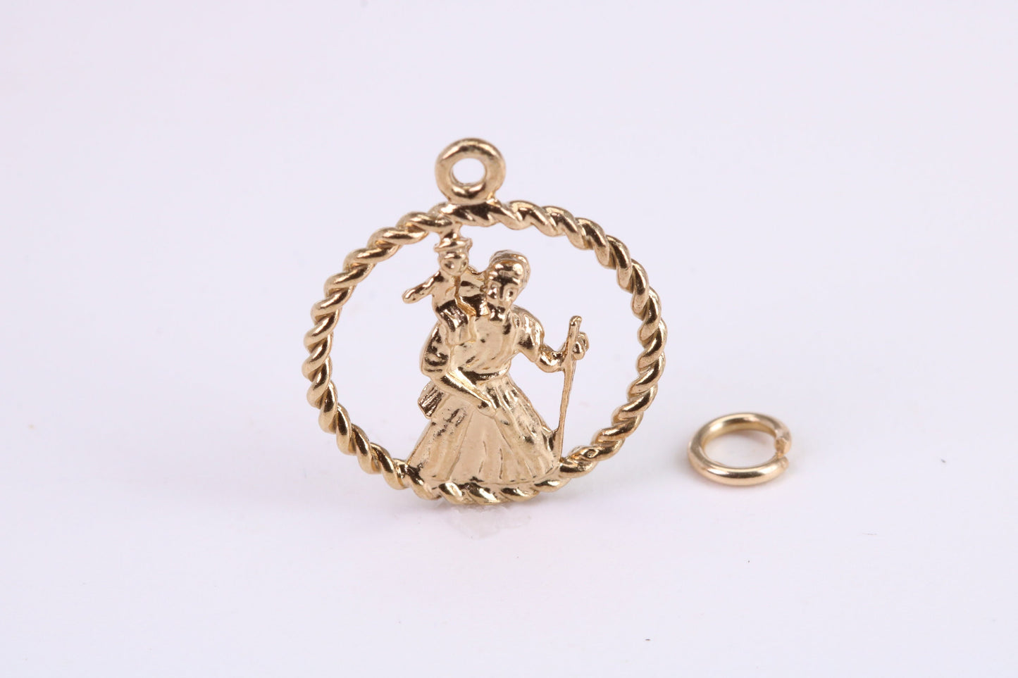 St Christopher Necklace Together with 18 Inch Long Chain, Made from Solid Yellow Gold, British Hallmark