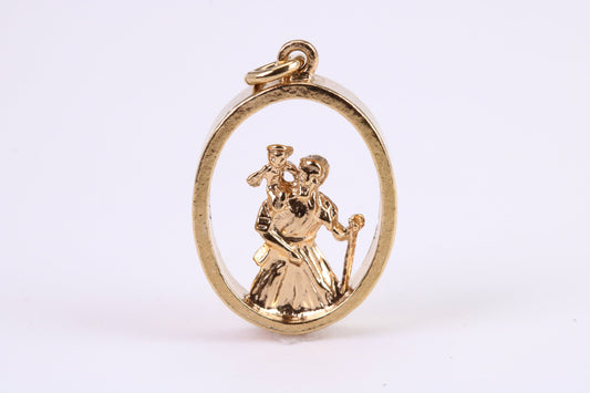 Oval St Christopher Necklace Together with 18 Inch Long Chain, Made from Solid Yellow Gold, British Hallmark