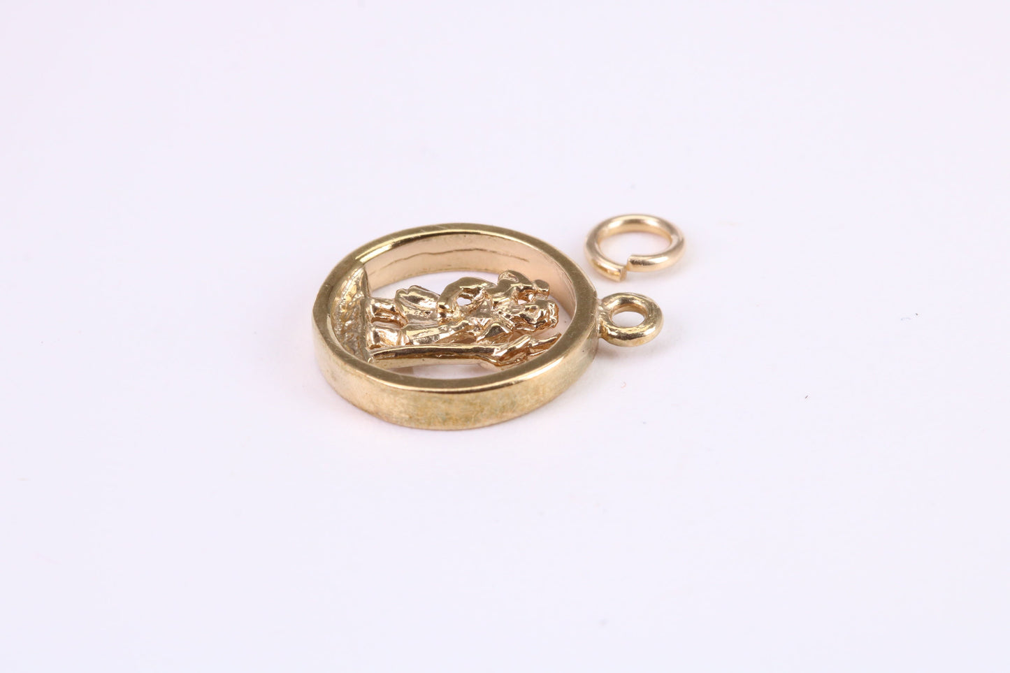 Round St Christopher Necklace Together with 18 Inch Long Chain, Made from Solid Yellow Gold, British Hallmark