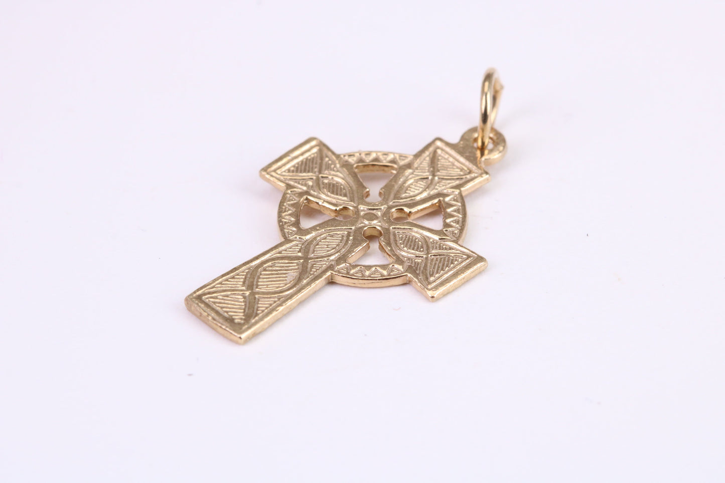 25 mm Long Celtic Cross Necklace Together with 18 Inch Long Chain, Made from Solid Yellow Gold, British Hallmarked