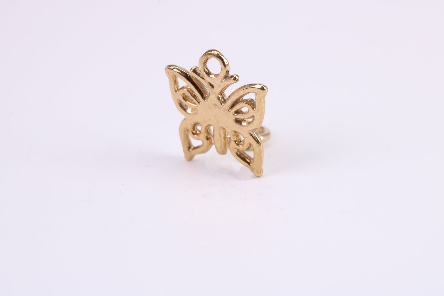 Butterfly Charm, Traditional Charm, Made from Solid Yellow Gold, British Hallmarked, Complete with Attachment Link