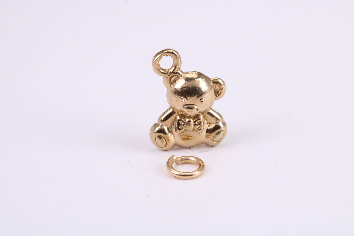 Teddy Bear Charm, Traditional Charm, Made from Solid Yellow Gold, British Hallmarked, Complete with Attachment Link