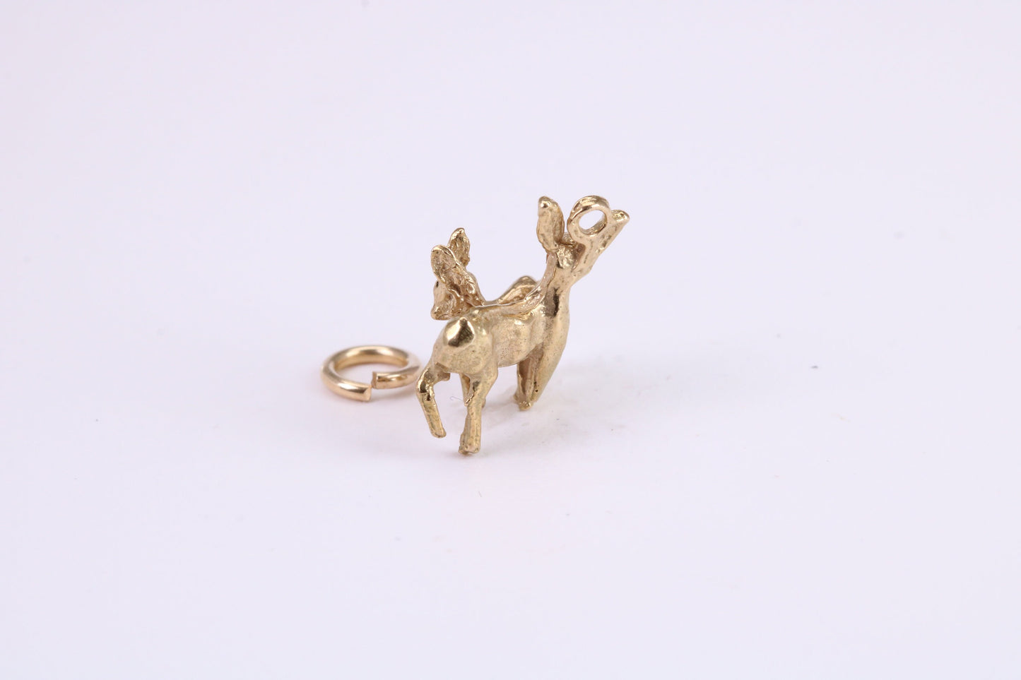 Deer and Fawn Charm, Traditional Charm, Made from Solid Yellow Gold, British Hallmarked, Complete with Attachment Link
