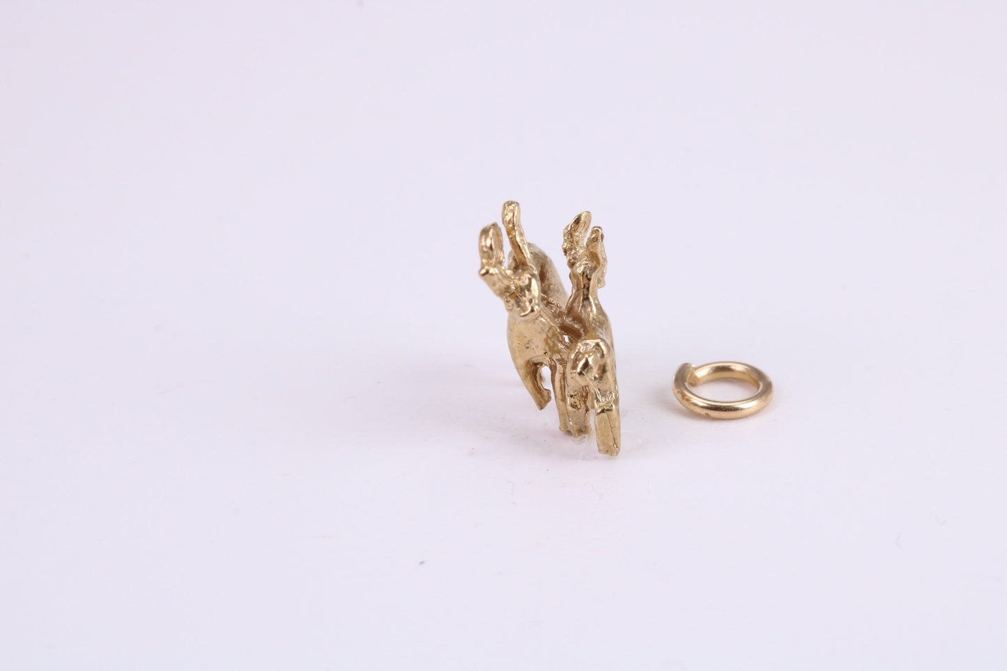 Deer and Fawn Charm, Traditional Charm, Made from Solid Yellow Gold, British Hallmarked, Complete with Attachment Link
