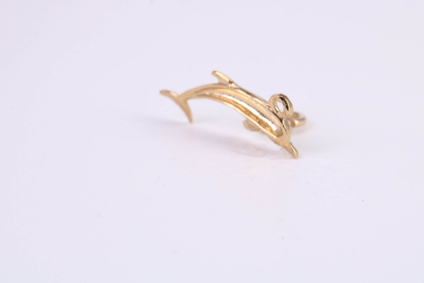 Dolphin Charm, Traditional Charm, Made from Solid Yellow Gold, British Hallmarked, Complete with Attachment Link