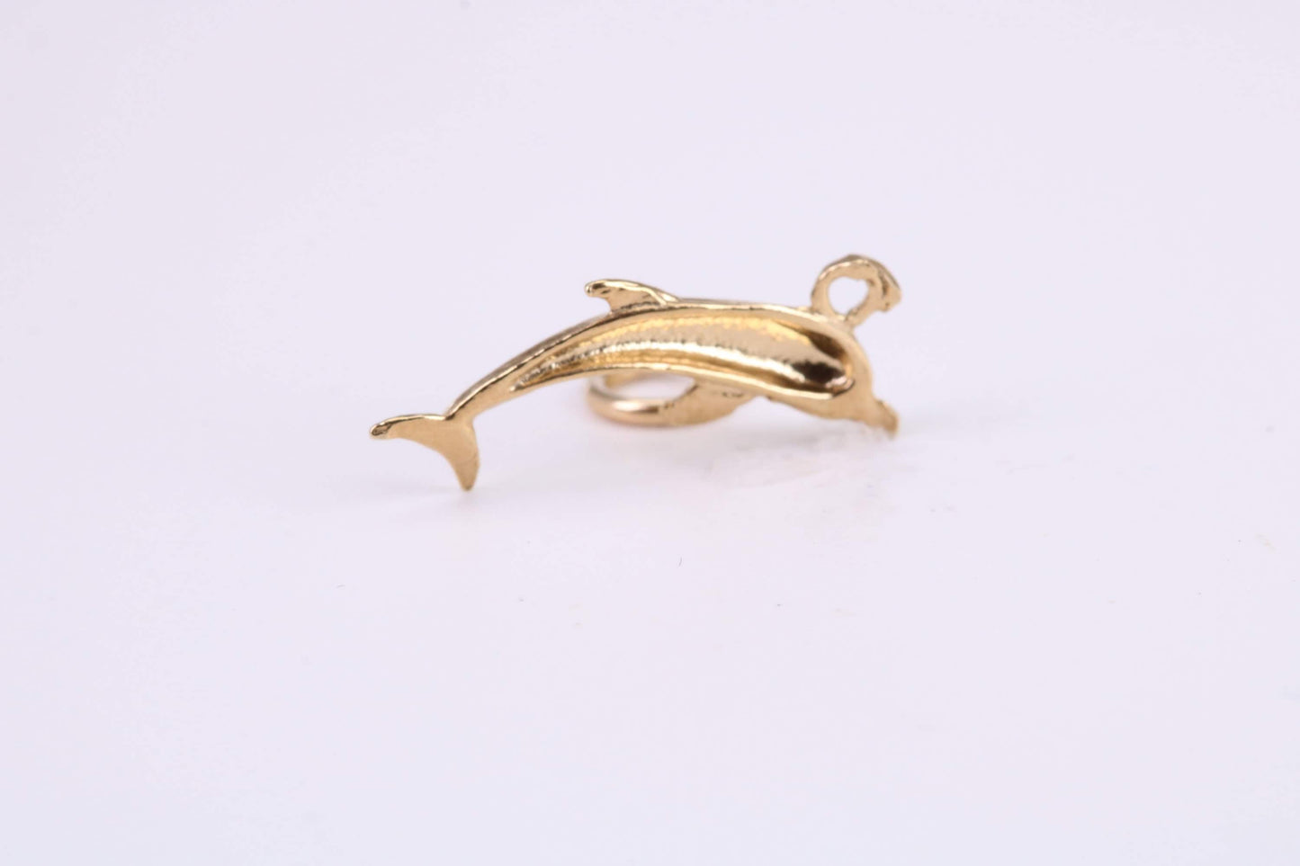 Dolphin Charm, Traditional Charm, Made from Solid Yellow Gold, British Hallmarked, Complete with Attachment Link
