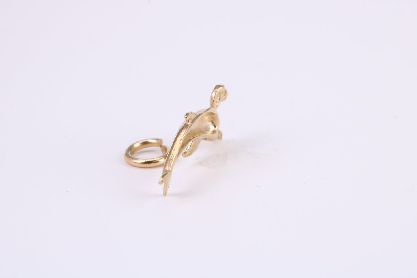 Dolphin Charm, Traditional Charm, Made from Solid Yellow Gold, British Hallmarked, Complete with Attachment Link