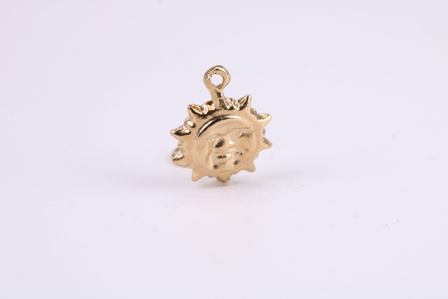 Sun Charm, Traditional Charm, Made from Solid 9ct Yellow Gold, British Hallmarked, Complete with Attachment Link
