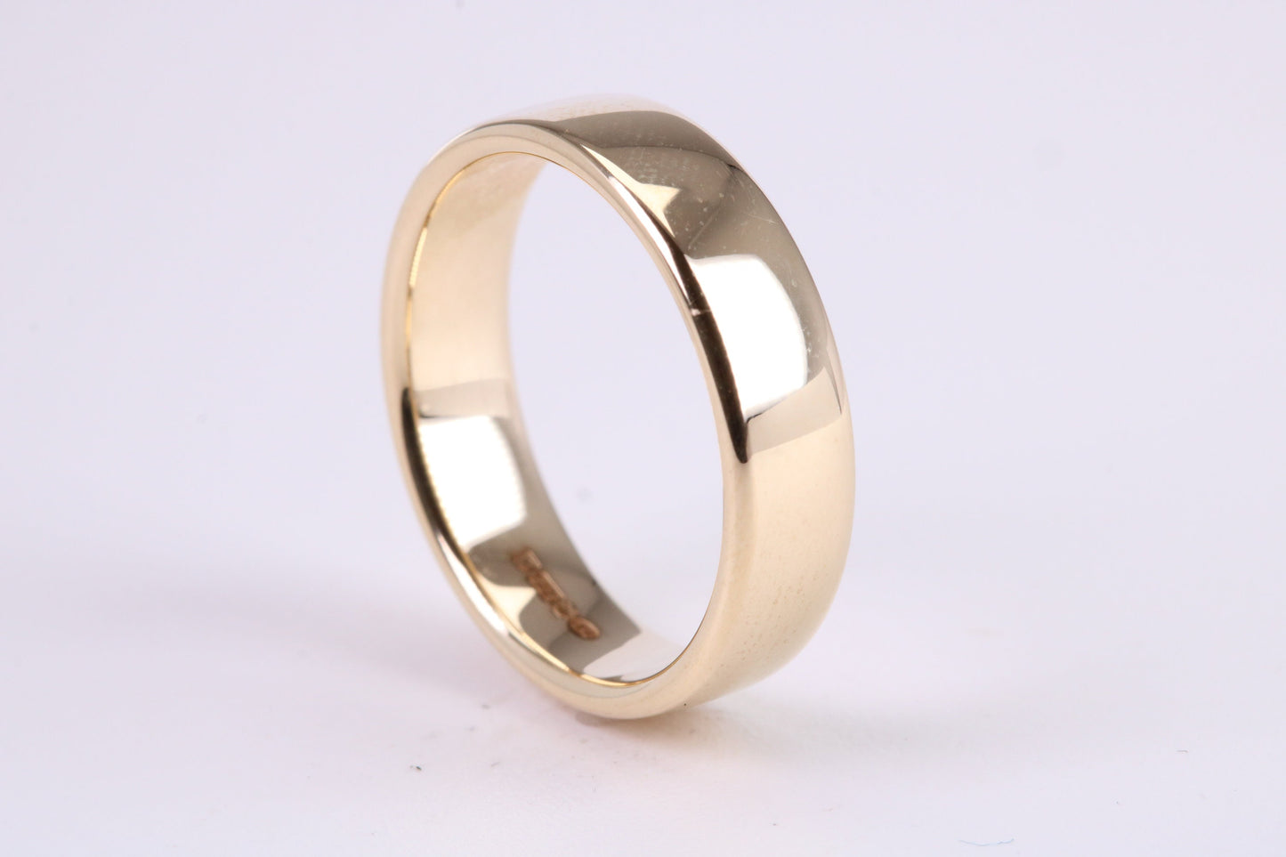 5 mm Wide Simple Comfort Court Profile Wedding Band, Made from Solid Yellow Gold, British Hallmarked