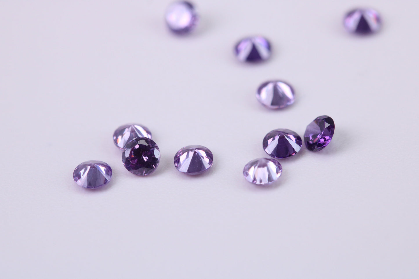 3.50mm Round cut AAA Grade Amethyst Cubic Zirconia, Top Colour and Luster, Calibrated Sizing, Multi Pack Buying Options