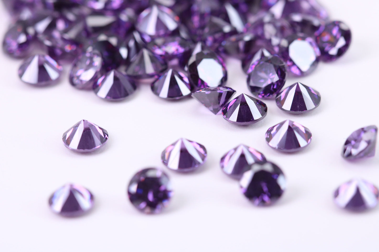 5 mm Round cut AAA Grade Amethyst Cubic Zirconia, Top Colour and Luster, Calibrated Sizing, Multi Pack Buying Options