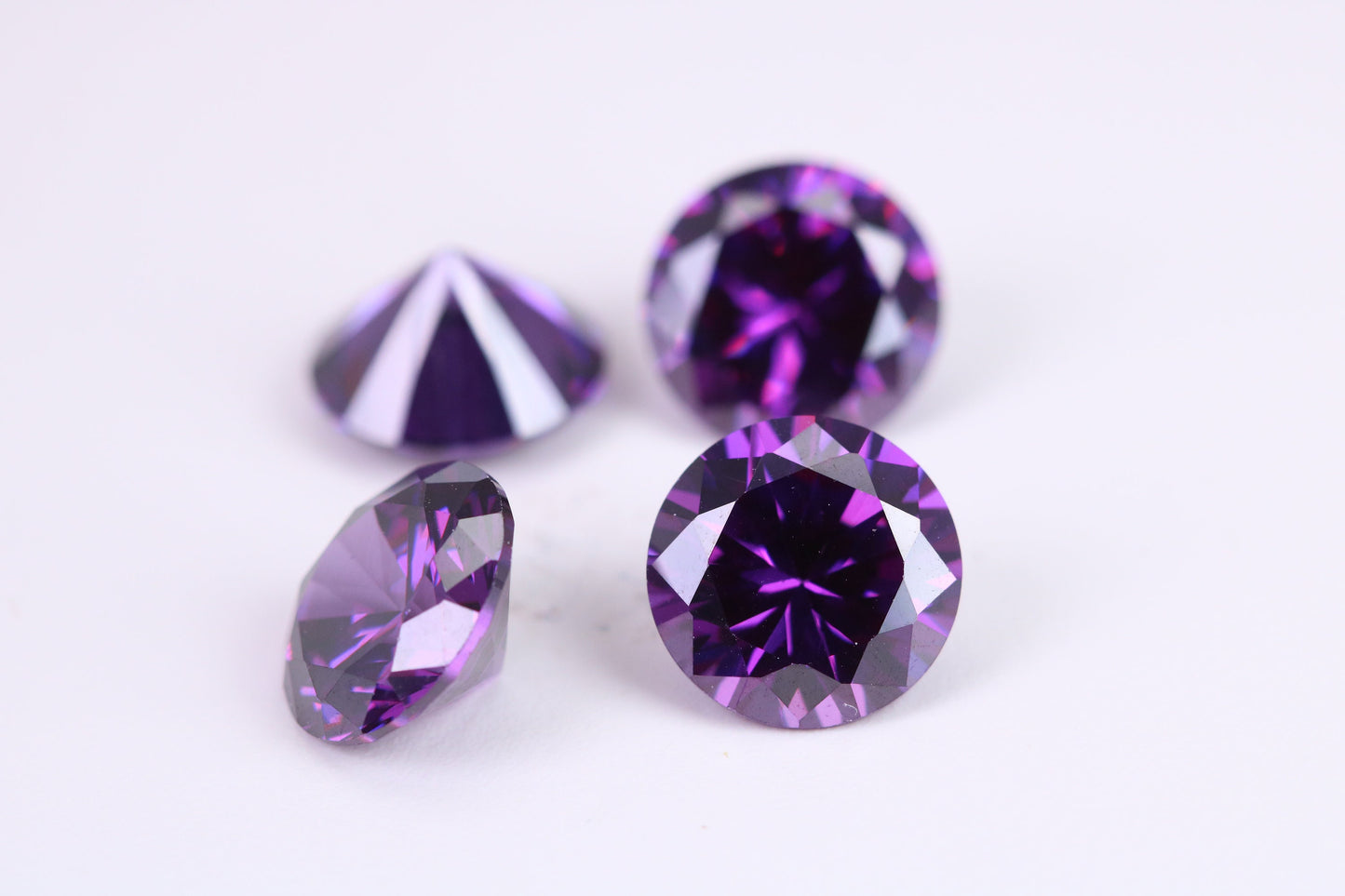 12 mm Round cut AAA Grade Amethyst Cubic Zirconia, Top Colour and Luster, Calibrated Sizing, Multi Pack Buying Options