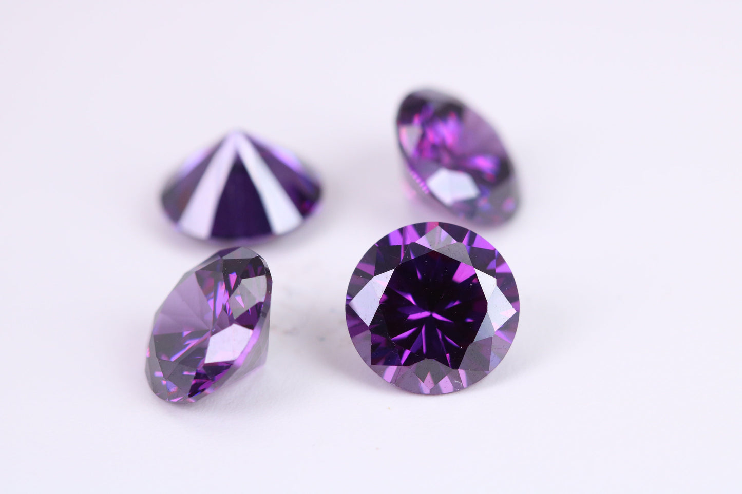 12 mm Round cut AAA Grade Amethyst Cubic Zirconia, Top Colour and Luster, Calibrated Sizing, Multi Pack Buying Options