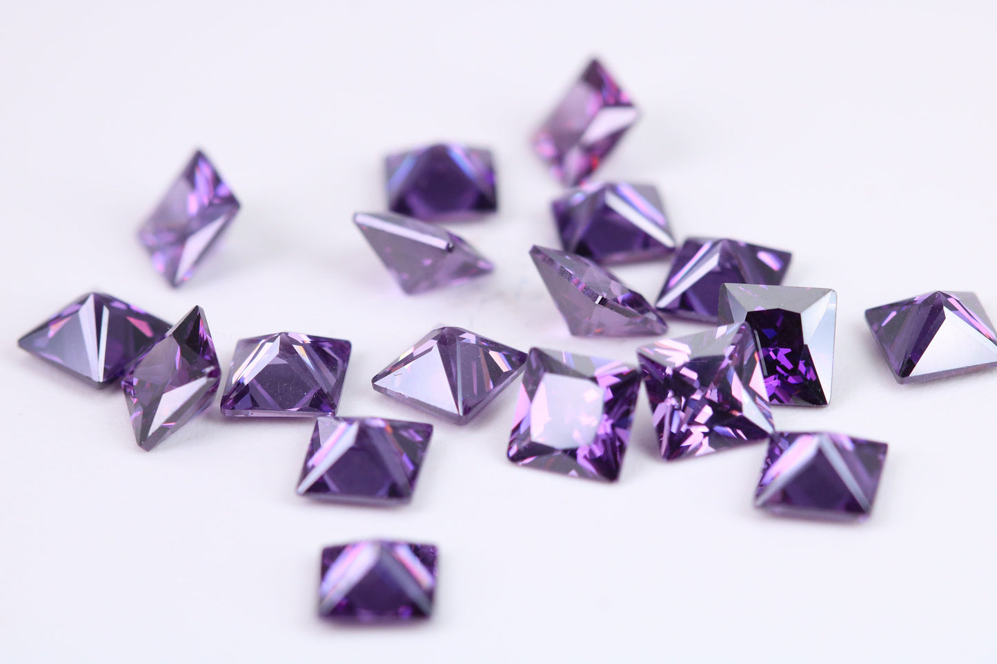 4mm Square cut AAA Grade Amethyst Cubic Zirconia, Top Colour and Luster, Calibrated Sizing, Multi Pack Buying Options