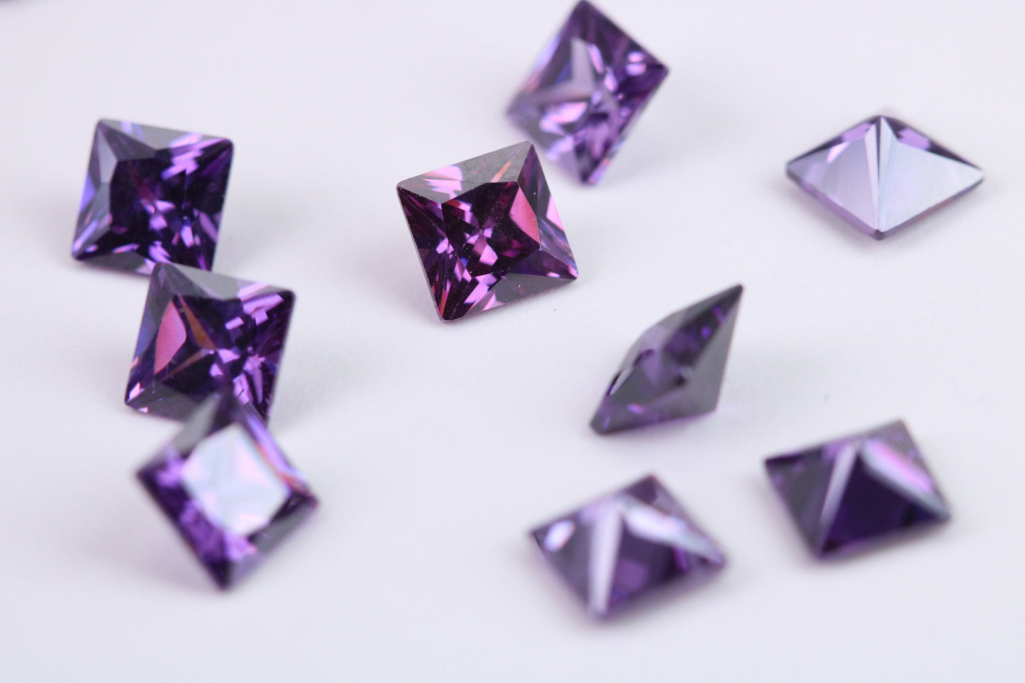 4mm Square cut AAA Grade Amethyst Cubic Zirconia, Top Colour and Luster, Calibrated Sizing, Multi Pack Buying Options