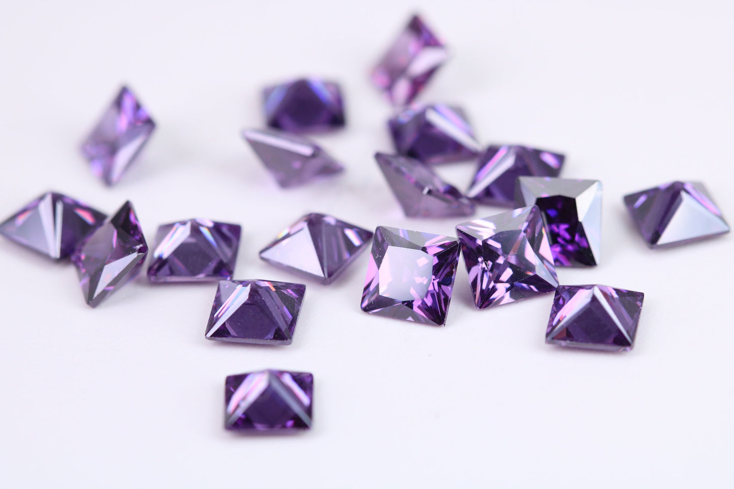 10mm Square cut AAA Grade Amethyst Cubic Zirconia, Top Colour and Luster, Calibrated Sizing, Multi Pack Buying Options