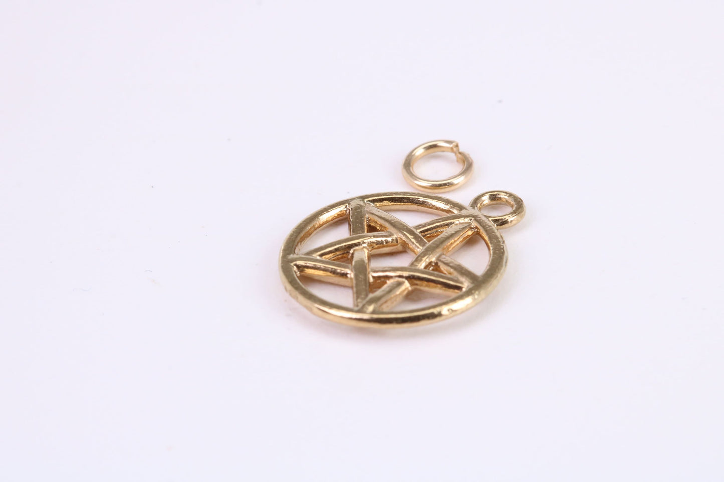 Gold Pentagram Pendant, Made from Solid 14K Yellow Gold with British Hallmark
