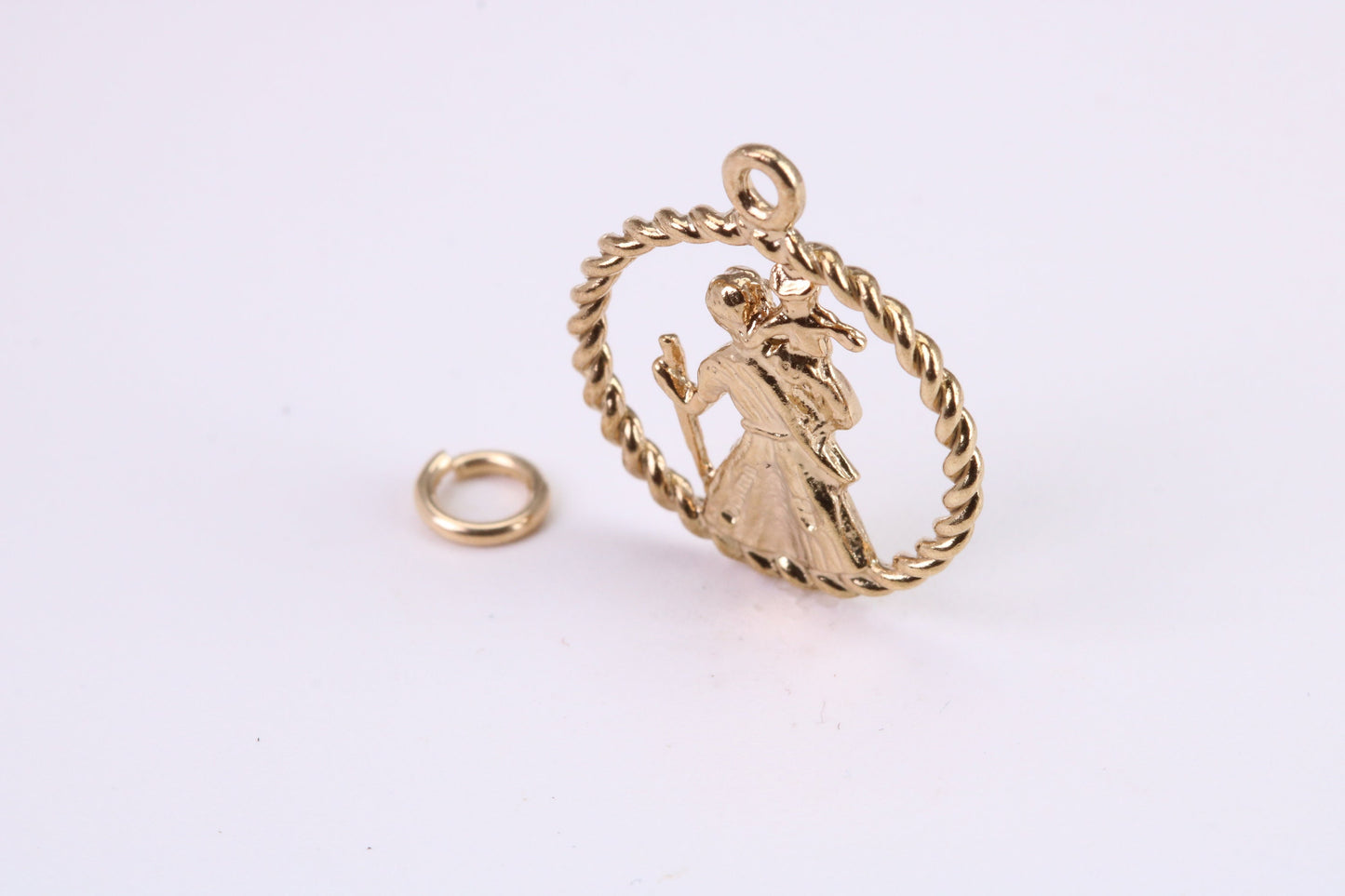 St Christopher Necklace Together with 18 Inch Long Chain, Made from Solid Yellow Gold, British Hallmark