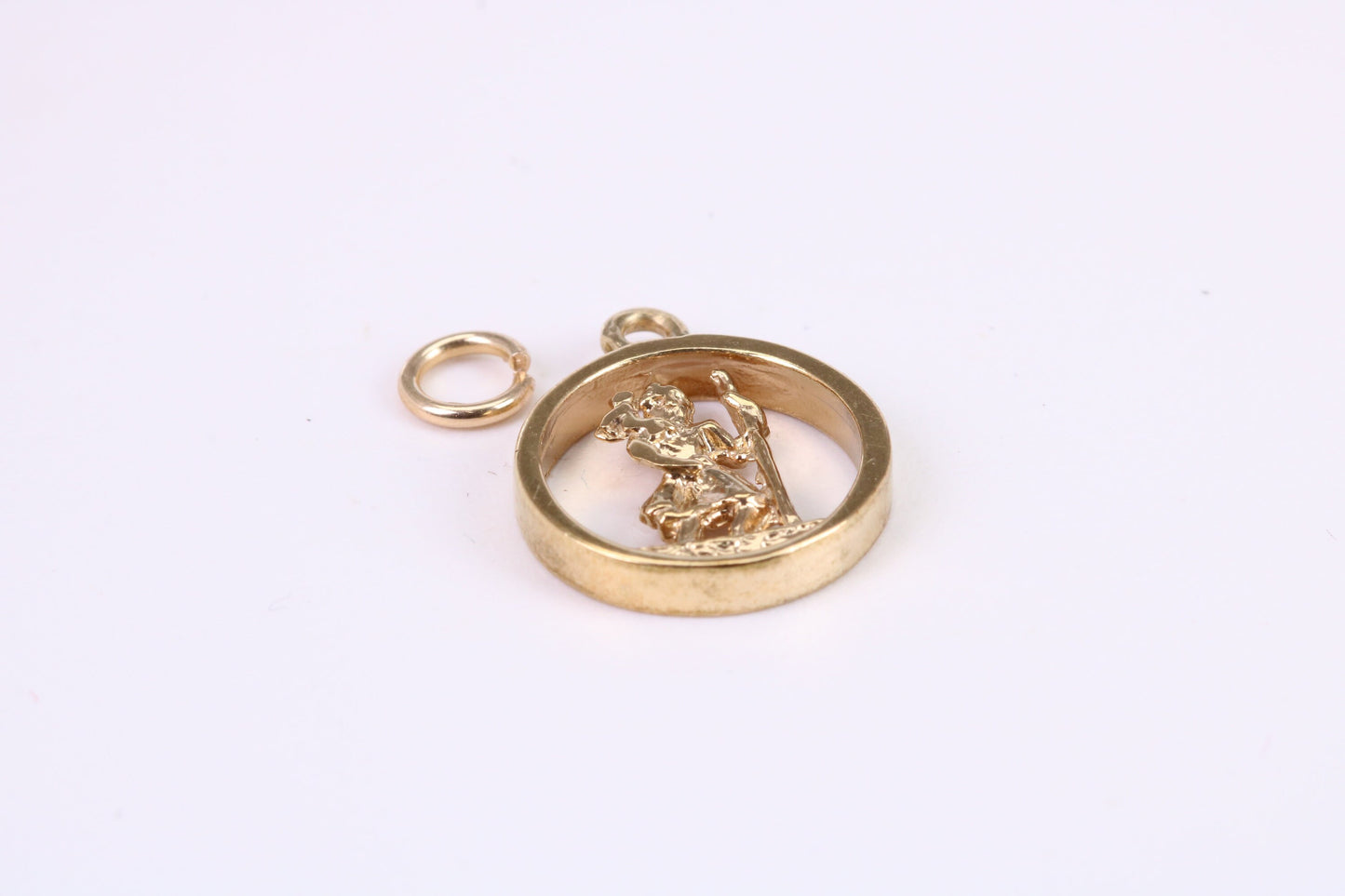 Round St Christopher Necklace Together with 18 Inch Long Chain, Made from Solid Yellow Gold, British Hallmark