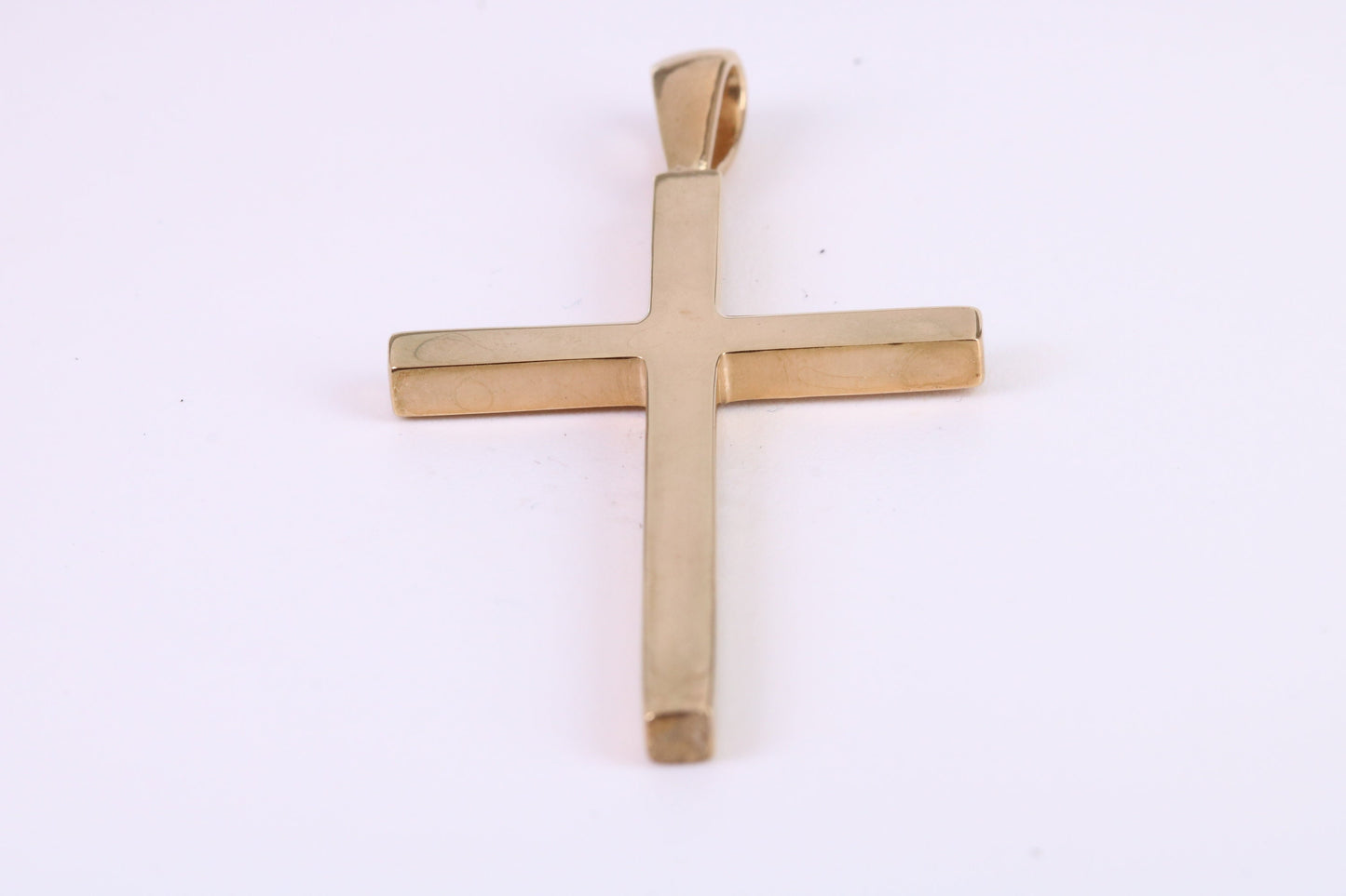 Large 60 mm Long Gold Cross, Plain Polished with a Good Weighty Feel, Made from Solid Yellow Gold, British Hallmarked
