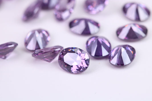 Oval cut AAA Grade Amethyst Cubic Zirconia, Top Colour and Luster, Choice of Sizes, Calibrated Sizing, Multi Pack of 10
