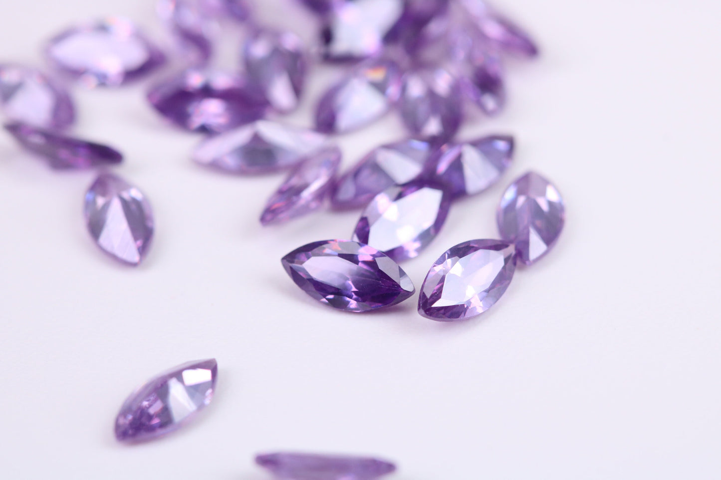Marquise cut AAA Grade Amethyst Cubic Zirconia, Top Colour and Luster, Choice of Sizes, Calibrated Sizing, Multi Pack of 10