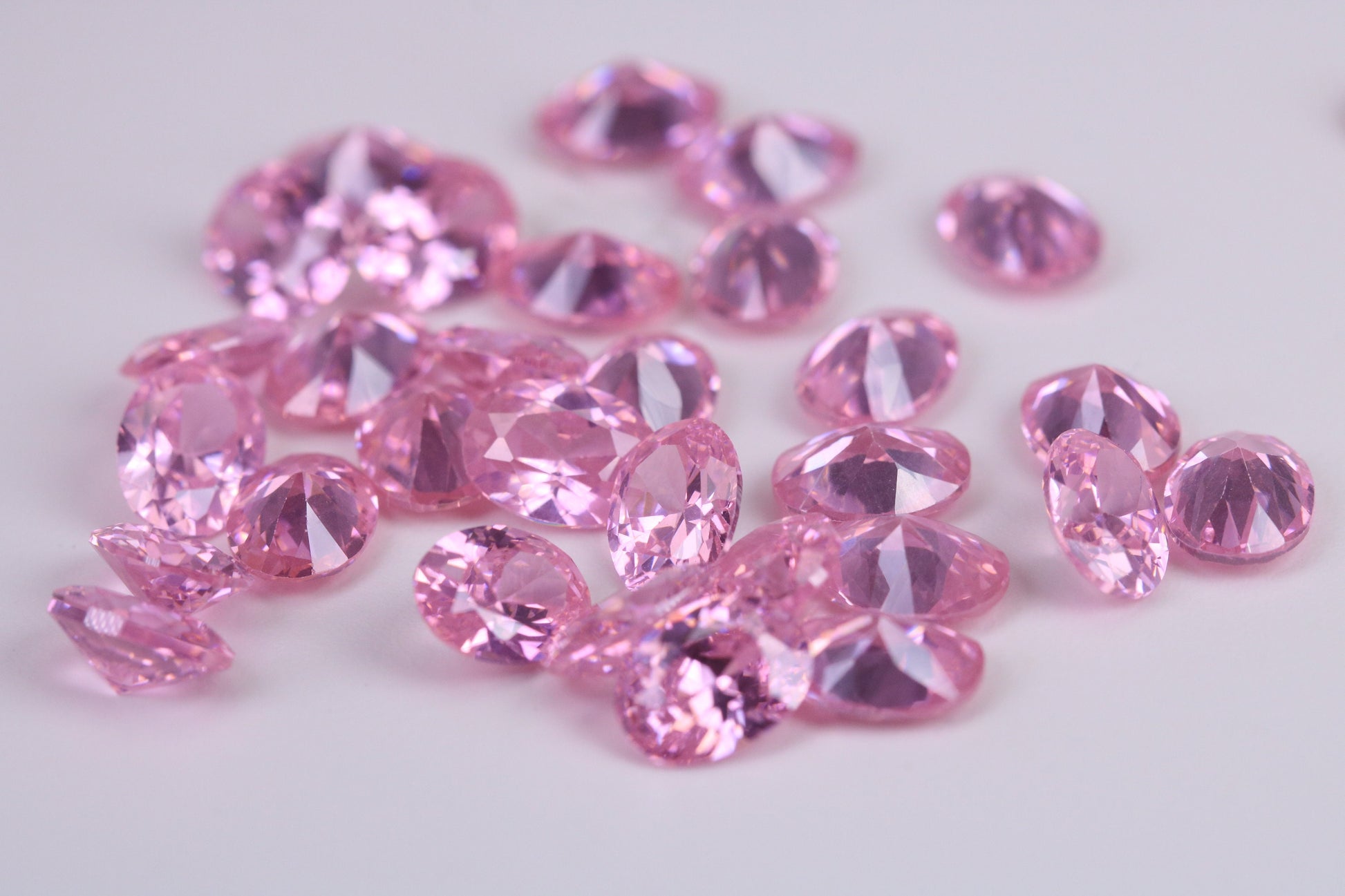 Oval cut AAA Grade Pink Cubic Zirconia, Top Colour and Luster, Choice of Sizes, Calibrated Sizing, Multi Pack of 10