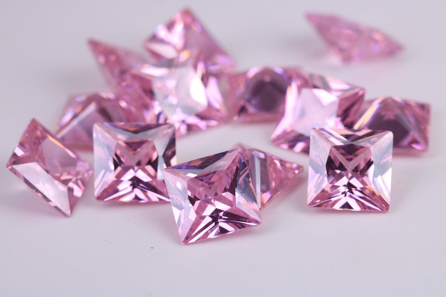 Square cut AAA Grade Pink Cubic Zirconia, Top Colour and Luster, Choice of Sizes, Calibrated Sizing, Multi Packs