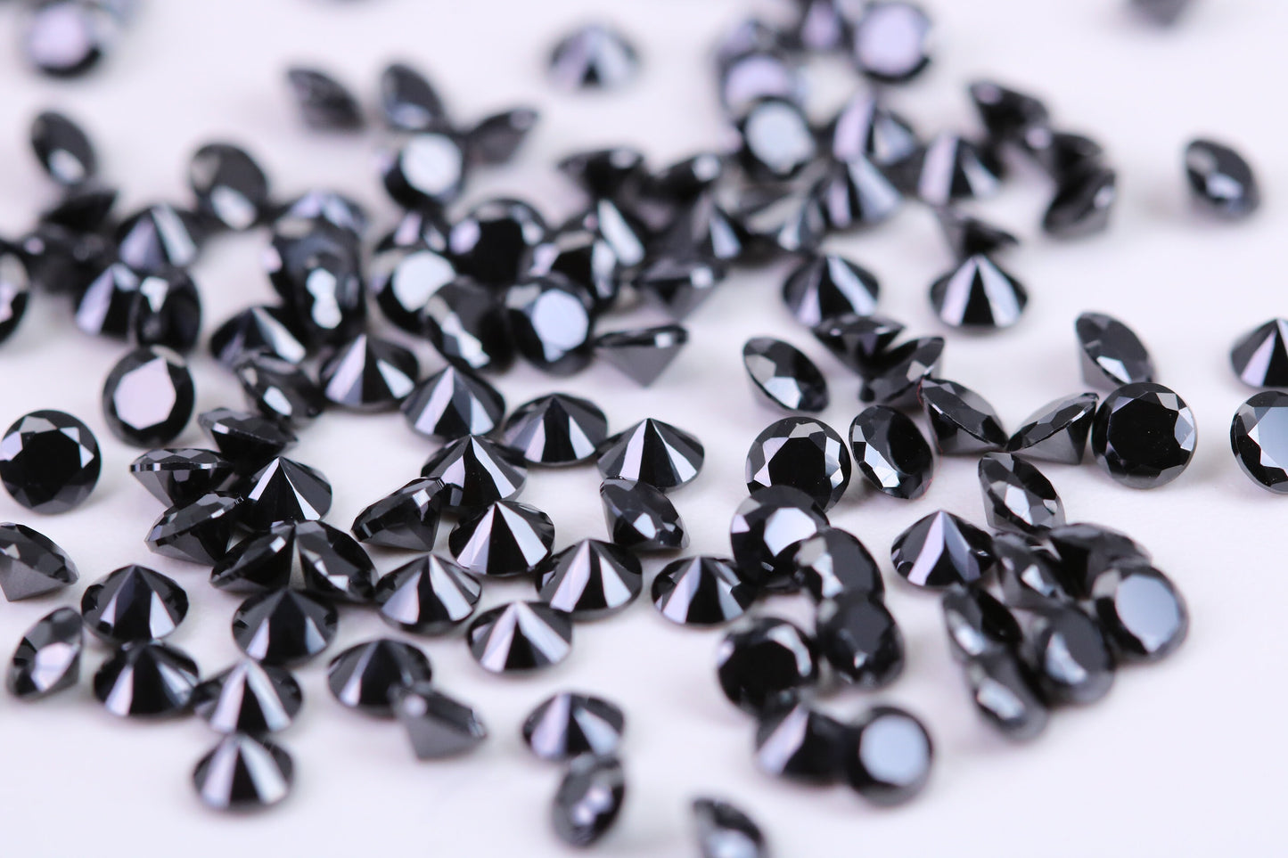 Round cut AAA Grade Jet Black Cubic Zirconia, Top Colour and Luster, Choice of Sizes, Calibrated Sizing, Multi Packs