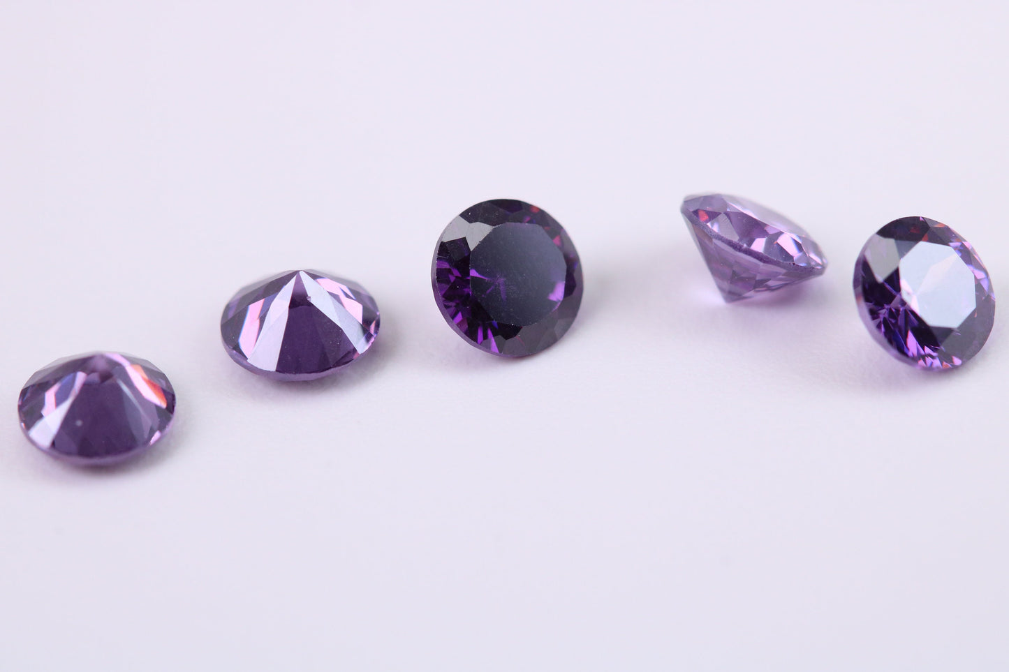 4 mm Round cut AAA Grade Amethyst Cubic Zirconia, Top Colour and Luster, Calibrated Sizing, Multi Pack Buying Options