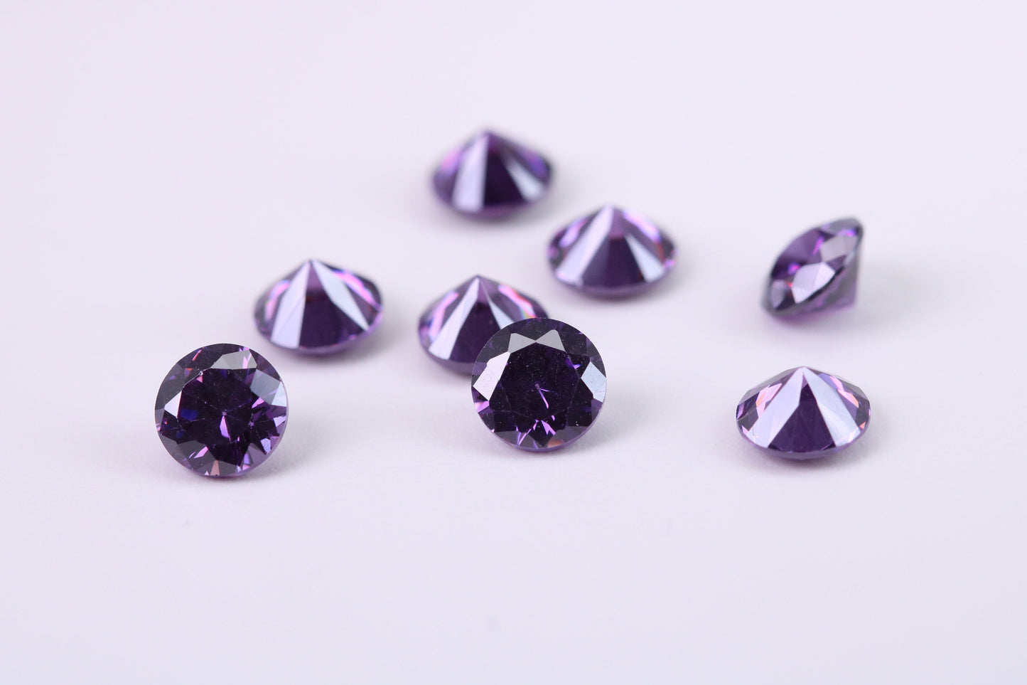 4 mm Round cut AAA Grade Amethyst Cubic Zirconia, Top Colour and Luster, Calibrated Sizing, Multi Pack Buying Options