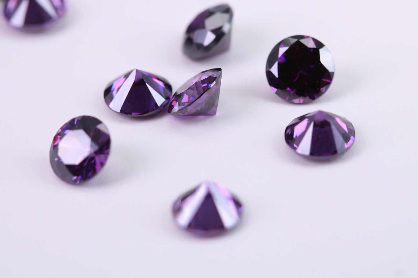 5 mm Round cut AAA Grade Amethyst Cubic Zirconia, Top Colour and Luster, Calibrated Sizing, Multi Pack Buying Options