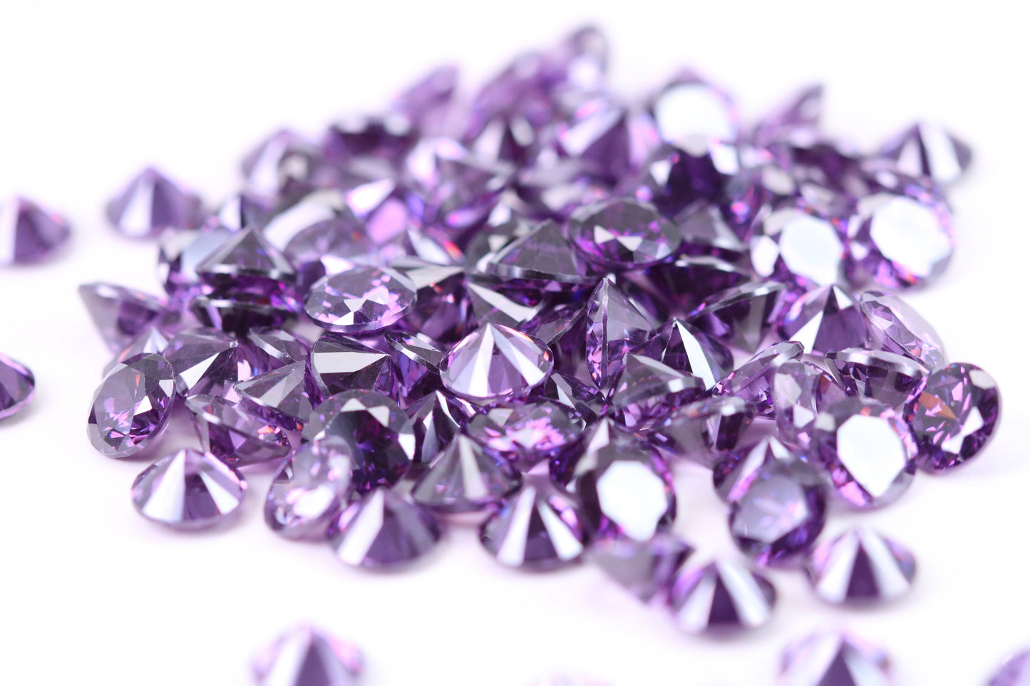 5 mm Round cut AAA Grade Amethyst Cubic Zirconia, Top Colour and Luster, Calibrated Sizing, Multi Pack Buying Options