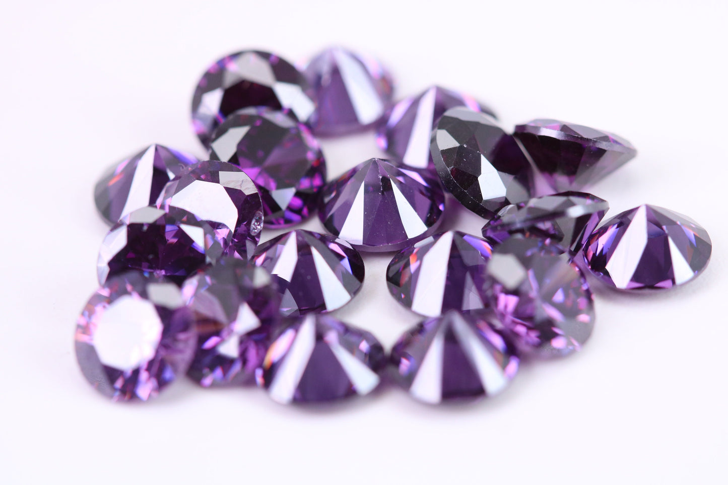 6 mm Round cut AAA Grade Amethyst Cubic Zirconia, Top Colour and Luster, Calibrated Sizing, Multi Pack Buying Options
